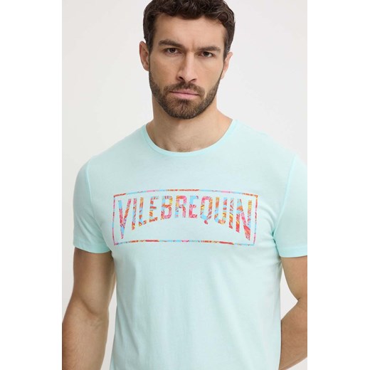 Vilebrequin t-shirt bawełniany THOM męski kolor turkusowy z nadrukiem THOAP349 ze sklepu ANSWEAR.com w kategorii T-shirty męskie - zdjęcie 171579687