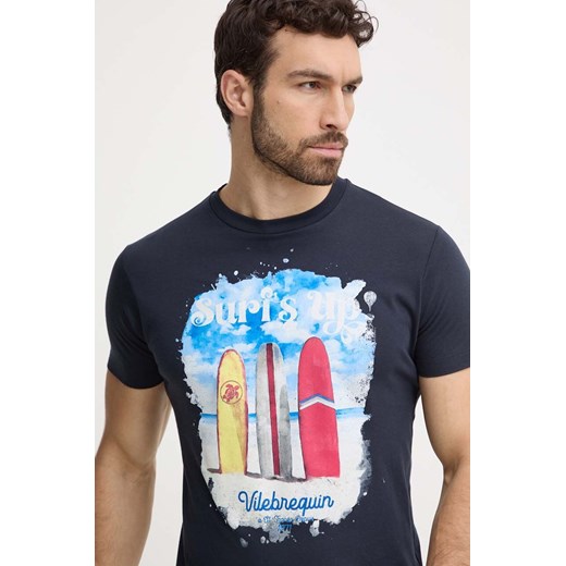 Vilebrequin t-shirt bawełniany PORTISOL męski kolor granatowy z nadrukiem PTSAP385 ze sklepu ANSWEAR.com w kategorii T-shirty męskie - zdjęcie 171579695