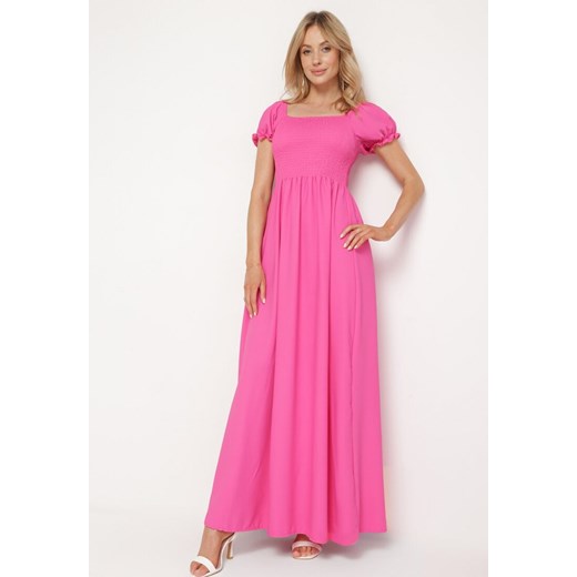 Różowa Rozkloszowana Sukienka z Elastyczną Górą i Gumką w Talii Aliexava ze sklepu Born2be Odzież w kategorii Sukienki - zdjęcie 171582208