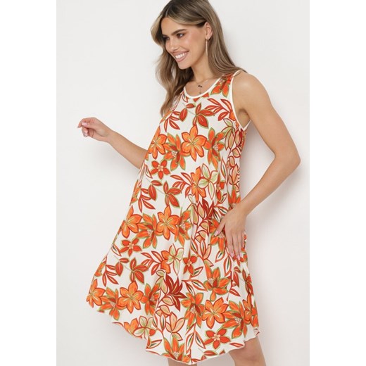 Pomarańczowa Klasyczna Wiskozowa Sukienka bez Rękawów Fialara ze sklepu Born2be Odzież w kategorii Sukienki - zdjęcie 171582959