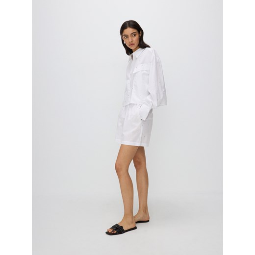 Reserved - Bawełniane szorty z aplikacjami - biały Reserved L Reserved