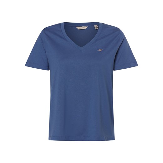 Gant T-shirt damski Kobiety Dżersej błękit królewski jednolity ze sklepu vangraaf w kategorii Bluzki damskie - zdjęcie 171585286