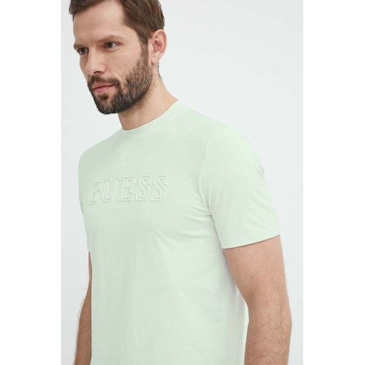 Guess t-shirt ALPHY męski kolor zielony z aplikacją Z2YI11 J1314 ze sklepu ANSWEAR.com w kategorii T-shirty męskie - zdjęcie 171588489