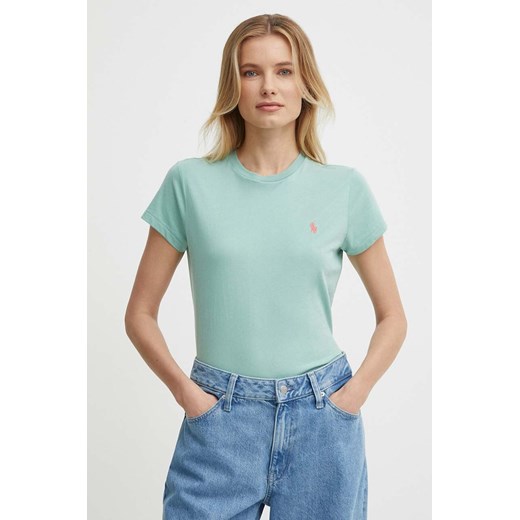 Polo Ralph Lauren t-shirt bawełniany kolor zielony 211898698 ze sklepu ANSWEAR.com w kategorii Bluzki damskie - zdjęcie 171588509