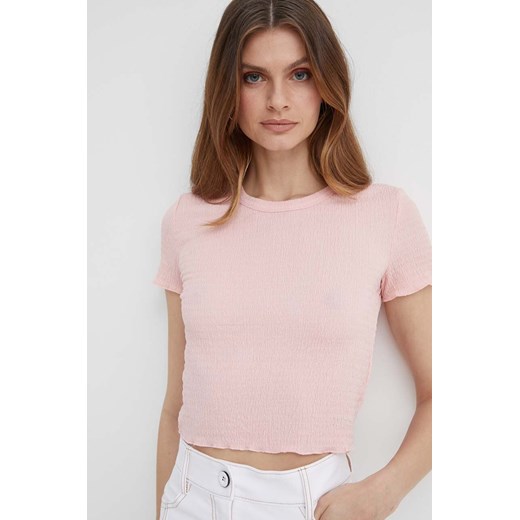 Guess t-shirt damski kolor różowy ze sklepu ANSWEAR.com w kategorii Bluzki damskie - zdjęcie 171588527