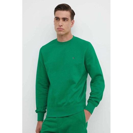 Tommy Hilfiger bluza męska kolor zielony gładka MW0MW32735 ze sklepu ANSWEAR.com w kategorii Bluzy męskie - zdjęcie 171588617