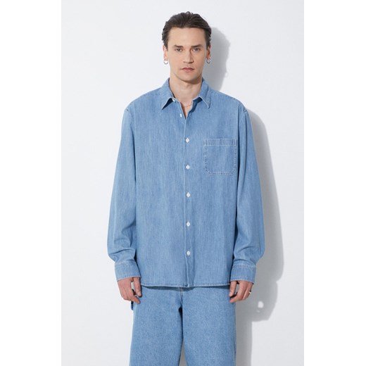 A.P.C. koszula jeansowa chemise math męska kolor niebieski relaxed z kołnierzykiem klasycznym COGXX-H12584 ze sklepu ANSWEAR.com w kategorii Koszule męskie - zdjęcie 171588636