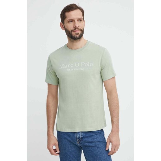 Marc O&apos;Polo t-shirt bawełniany męski kolor zielony z nadrukiem ze sklepu ANSWEAR.com w kategorii T-shirty męskie - zdjęcie 171588825