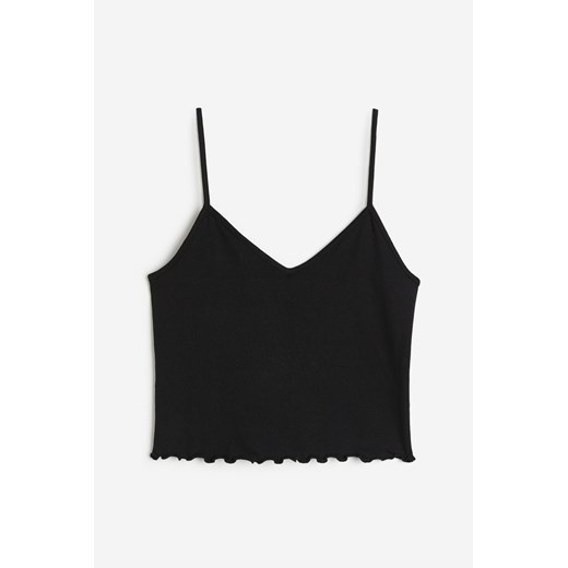 H & M - Krótki top na ramiączkach - Czarny ze sklepu H&M w kategorii Bluzki damskie - zdjęcie 171590708