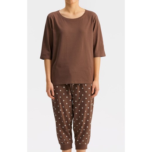 Bawełniana piżama damska cappuccino NLP-471, Kolor cappucino-brąz, Rozmiar XL, ATLANTIC ze sklepu Primodo w kategorii Piżamy damskie - zdjęcie 171591759