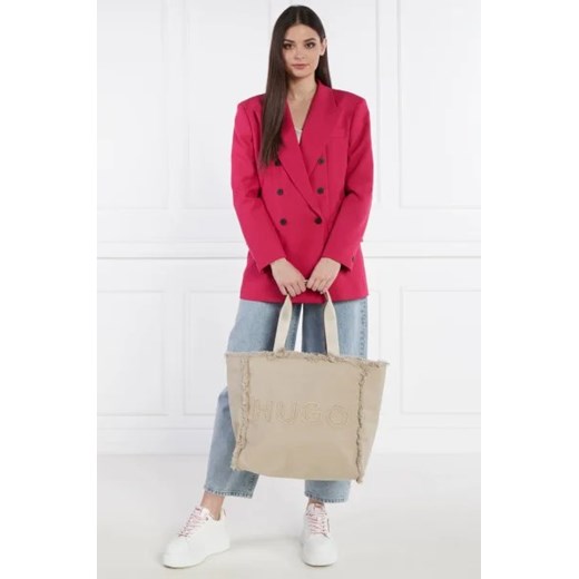 Shopper bag beżowa Hugo Boss mieszcząca a5 