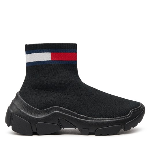 Sneakersy Tommy Jeans Tjw Sock Boot EN0EN02446 Czarny ze sklepu eobuwie.pl w kategorii Buty sportowe damskie - zdjęcie 171596017