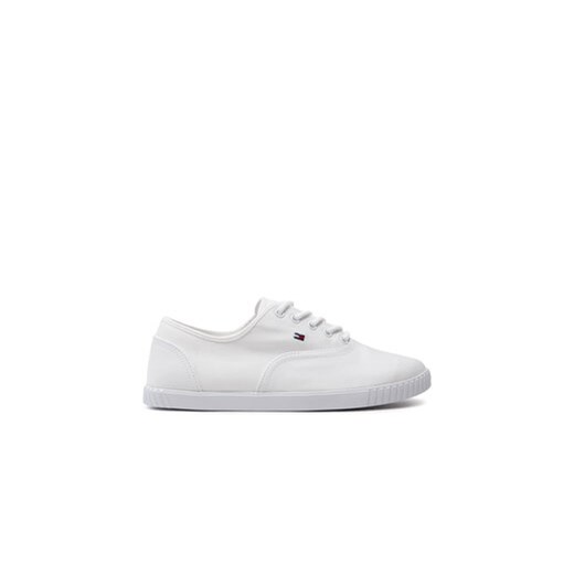 Tommy Hilfiger Tenisówki Canvas Lace Up Sneaker FW0FW07805 Biały ze sklepu MODIVO w kategorii Trampki damskie - zdjęcie 171596448