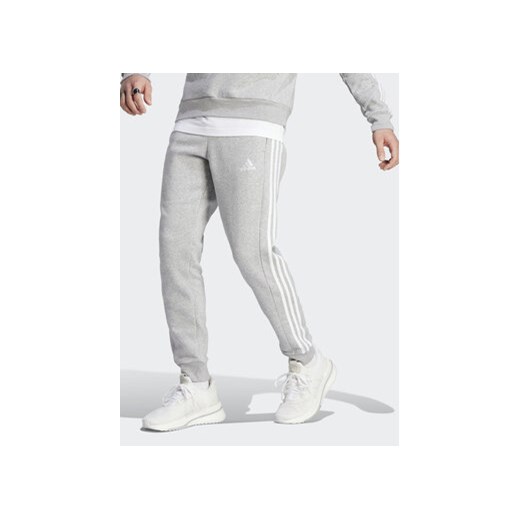 adidas Spodnie dresowe Essentials Fleece 3-Stripes Cuff IJ6494 Szary Regular Fit XL okazja MODIVO