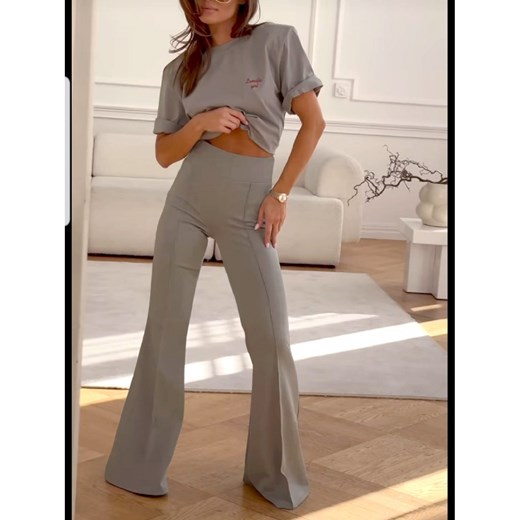 Spodnie modelujące dzwony ACAMAS - szare ze sklepu magmac.pl w kategorii Spodnie damskie - zdjęcie 171596519