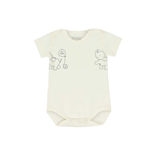 Body niemowlęce z krótkim rękawem ecru słonie ze sklepu 5.10.15 w kategorii Body niemowlęce - zdjęcie 171598189
