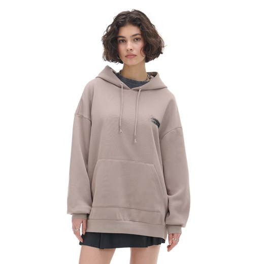 Cropp - Kremowa bluza z kapturem typu hoodie - szary ze sklepu Cropp w kategorii Bluzy damskie - zdjęcie 171609928