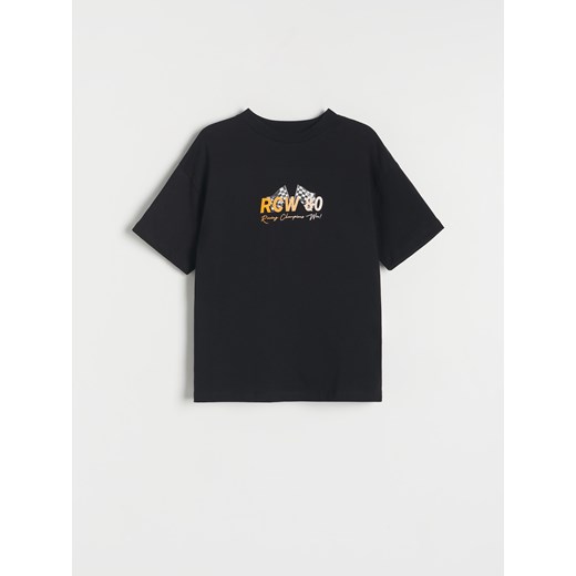 Reserved - T-shirt oversize z nadrukiem - czarny ze sklepu Reserved w kategorii T-shirty chłopięce - zdjęcie 171610448