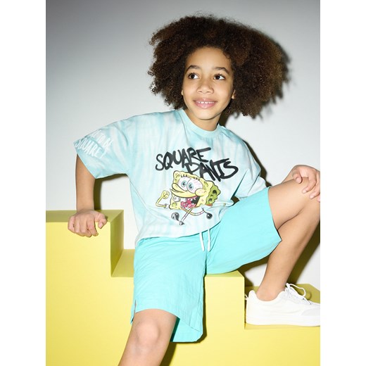 Reserved - T-shirt oversize SpongeBob - jasnoniebieski ze sklepu Reserved w kategorii T-shirty chłopięce - zdjęcie 171610458