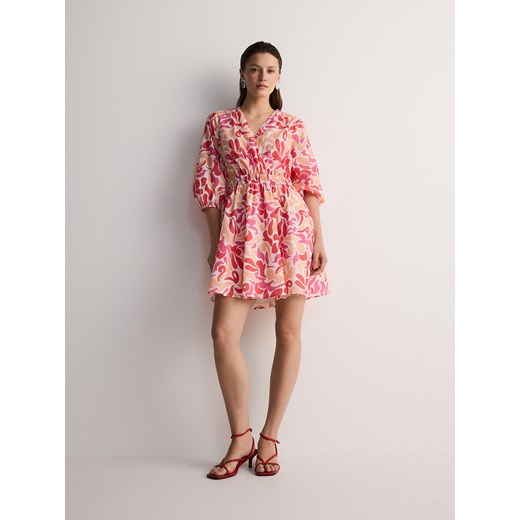 Reserved - Wzorzysta sukienka mini z bawełny - wielobarwny ze sklepu Reserved w kategorii Sukienki - zdjęcie 171688785