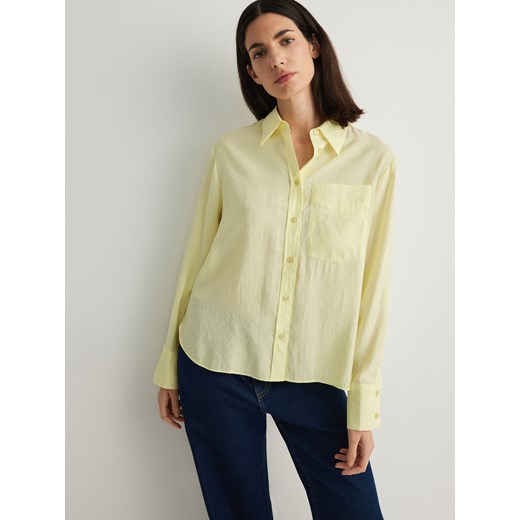 Reserved - Koszula z modalem - jasnożółty ze sklepu Reserved w kategorii Koszule damskie - zdjęcie 171692329