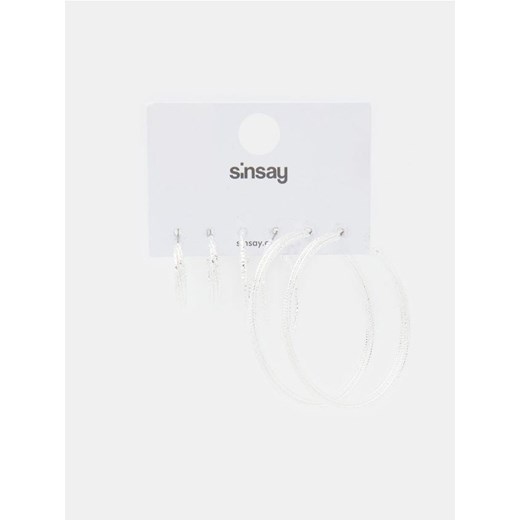 Sinsay - Kolczyki 3 pack - srebrny ze sklepu Sinsay w kategorii Kolczyki - zdjęcie 171693506
