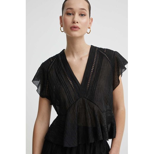IRO bluzka damska kolor czarny gładka ze sklepu ANSWEAR.com w kategorii Bluzki damskie - zdjęcie 171694179