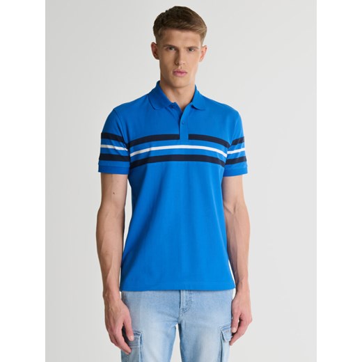 Koszulka męska polo z paskami niebieska Merrex 401 ze sklepu Big Star w kategorii T-shirty męskie - zdjęcie 171696436