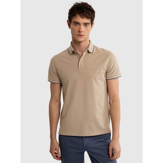 Koszulka męsko polo beżowa Cardi 800 ze sklepu Big Star w kategorii T-shirty męskie - zdjęcie 171696496