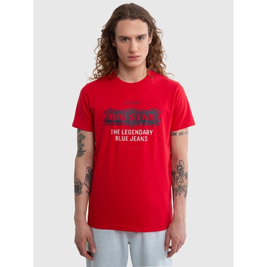 Koszulka męska z nadrukiem z linii Authentic czerwona Millaner 603 ze sklepu Big Star w kategorii T-shirty męskie - zdjęcie 171696526