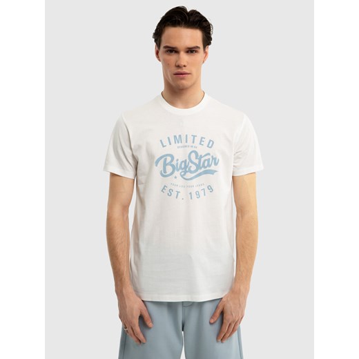 Koszulka męska bawełniana z nadrukiem biała Ratow 100 ze sklepu Big Star w kategorii T-shirty męskie - zdjęcie 171696556