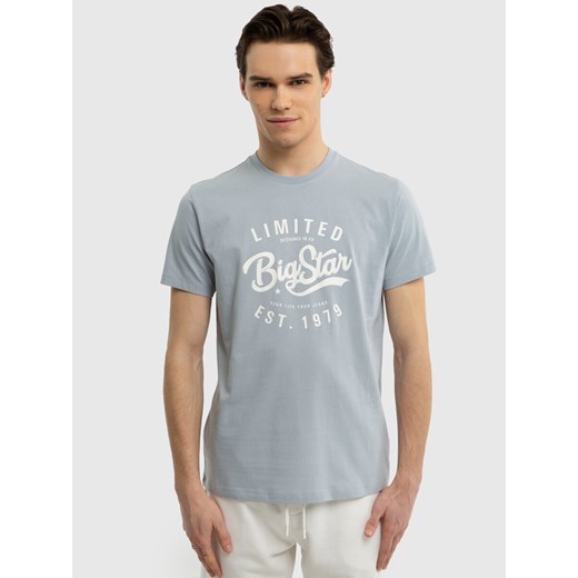 Koszulka męska bawełniana z nadrukiem błękitna Ratow 400 ze sklepu Big Star w kategorii T-shirty męskie - zdjęcie 171696568