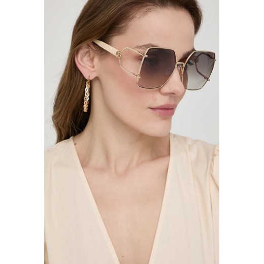 Gucci okulary przeciwsłoneczne damskie kolor beżowy GG1564SA ze sklepu ANSWEAR.com w kategorii Okulary przeciwsłoneczne damskie - zdjęcie 171701356