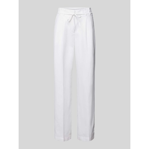 Spodnie z zakładkami w pasie o kroju regular fit z mieszanki bawełny i lnu ze sklepu Peek&Cloppenburg  w kategorii Spodnie damskie - zdjęcie 171702657