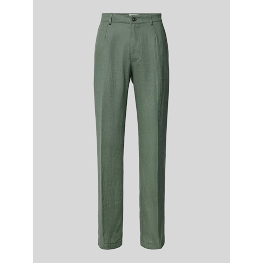 Spodnie do garnituru o kroju tapered fit z zakładkami w pasie model ‘OLE’ ze sklepu Peek&Cloppenburg  w kategorii Spodnie męskie - zdjęcie 171703007