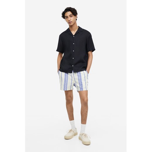 H & M - Szorty z domieszką lnu Regular Fit - Niebieski H & M XXL H&M
