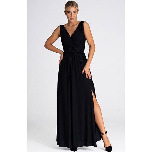 Długa sukienka z rozcięciem czarna M960, Kolor czarny, Rozmiar L, Figl ze sklepu Primodo w kategorii Sukienki - zdjęcie 171704875