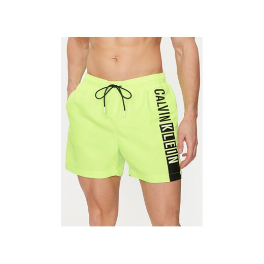 Calvin Klein Swimwear Szorty kąpielowe KM0KM00991 Zielony Regular Fit ze sklepu MODIVO w kategorii Kąpielówki - zdjęcie 171707066