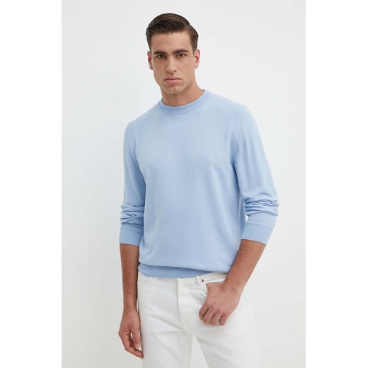 BOSS sweter bawełniany kolor niebieski lekki ze sklepu ANSWEAR.com w kategorii Swetry męskie - zdjęcie 171707936
