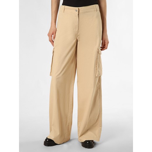HUGO Spodnie - Holama-1-D Kobiety Bawełna beżowy jednolity ze sklepu vangraaf w kategorii Spodnie damskie - zdjęcie 171708038