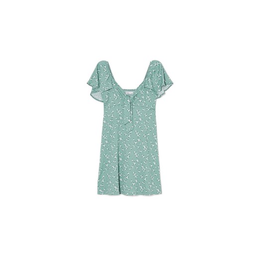 Cropp - Zielona sukienka mini w stokrotki - zielony ze sklepu Cropp w kategorii Sukienki - zdjęcie 171708858