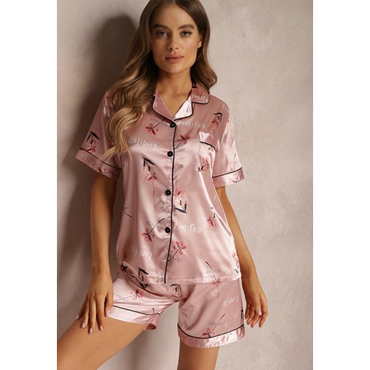 Różowy Komplet Piżamowy Pronaea ze sklepu Renee odzież w kategorii Piżamy damskie - zdjęcie 171709997