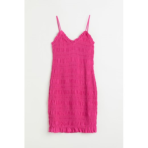 H & M - Elastycznie marszczona sukienka - Różowy ze sklepu H&M w kategorii Sukienki - zdjęcie 171715949