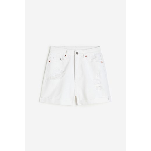 H & M - Szorty dżinsowe Mom Comfort Ultra High - Biały ze sklepu H&M w kategorii Szorty - zdjęcie 171715956