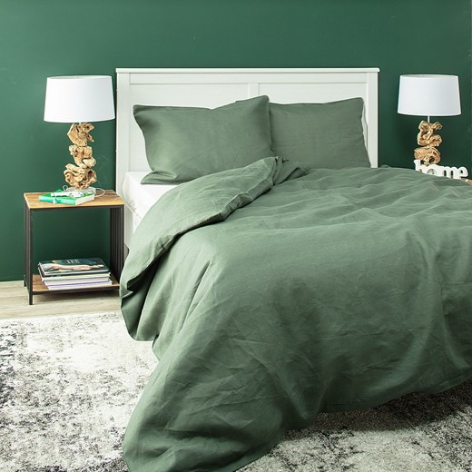 Komplet pościeli lnianej Linen 200x200cm green ze sklepu dekoria.pl w kategorii Pościele - zdjęcie 171769165