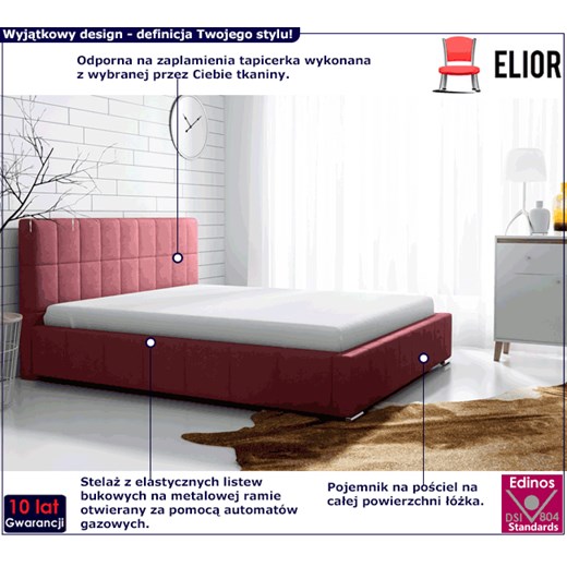 Łóżko tapicerowane Metro 3X 160x200 - 44 kolory Elior One Size Edinos.pl