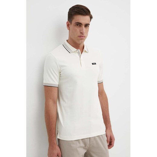Calvin Klein polo męski kolor biały gładki K10K112469 ze sklepu ANSWEAR.com w kategorii T-shirty męskie - zdjęcie 171831748