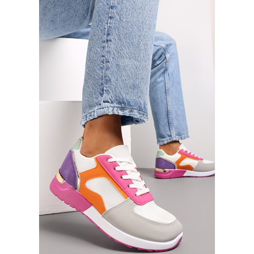 Biało-Różowe Sneakersy z Kolorowymi i Metalicznymi Wstawkami Amasato ze sklepu renee.pl w kategorii Buty sportowe damskie - zdjęcie 171853908
