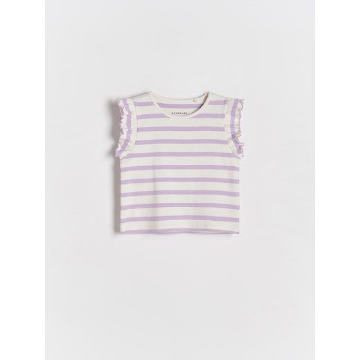 Reserved - T-shirt w paski - lawendowy ze sklepu Reserved w kategorii Koszulki niemowlęce - zdjęcie 171931716