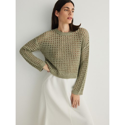 Reserved - Ażurowy sweter - jasnozielony ze sklepu Reserved w kategorii Swetry damskie - zdjęcie 171931727